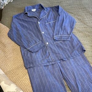 Vintage Christian Dior Blue Striped Pajama Set
